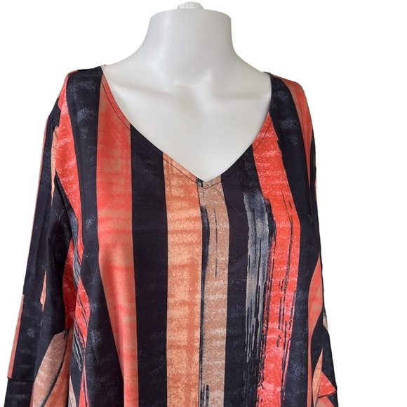 NWT's Womens Blue/Orange Striped Dress Layered Sleeves Sz. MD - Picture 6 of 8